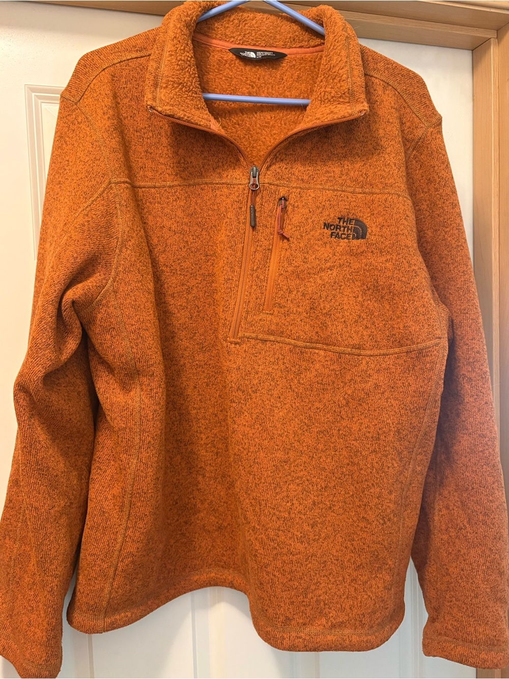The North Face Orange Quarter Zip Pullover Mock Neck Sweater Large Long Sleeve